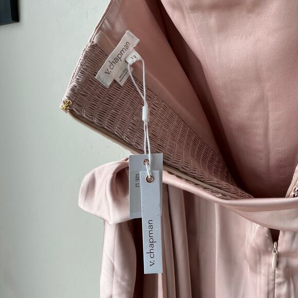 NEW V. Chapman Dress June Rose Pink Satin Strapless Corset Maxi Gown Size 12 - Picture 10 of 12